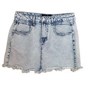 🚨161 Indigo Rein White Wash Frayed Hem Jean Mini Skirt